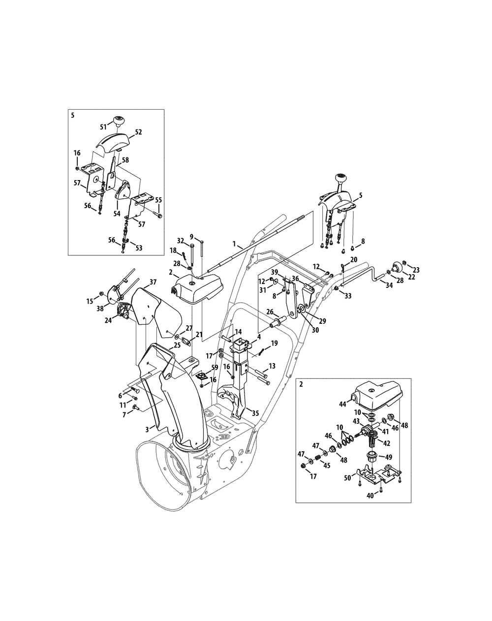 Chute Control (Steel) Diagram and Parts List for 3X30-INCHHD31AH57SW (31AH57SW710)(2015) Cub Cadet Snow Blower